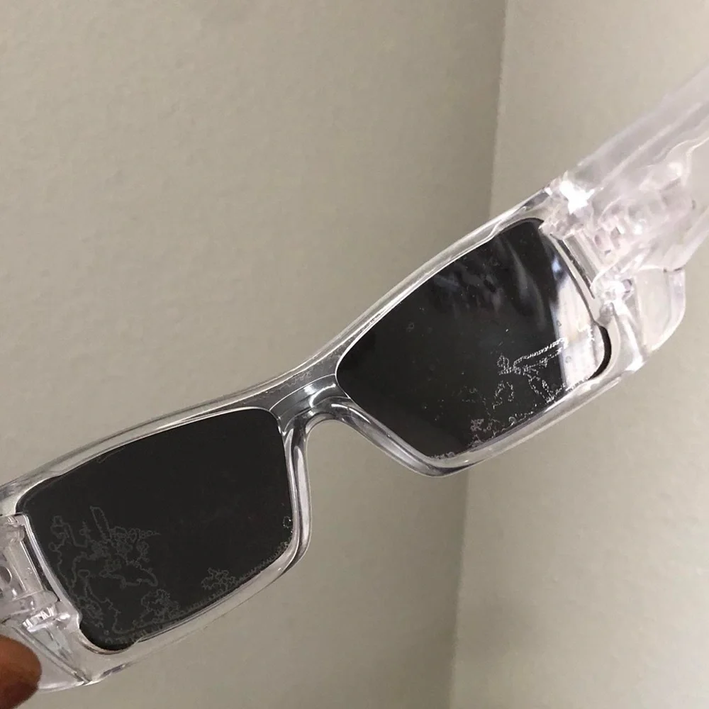 Oakley Batwolf OO9101-07 127 Clear Frame Blue Lens Wrap Around Sunglasses USA